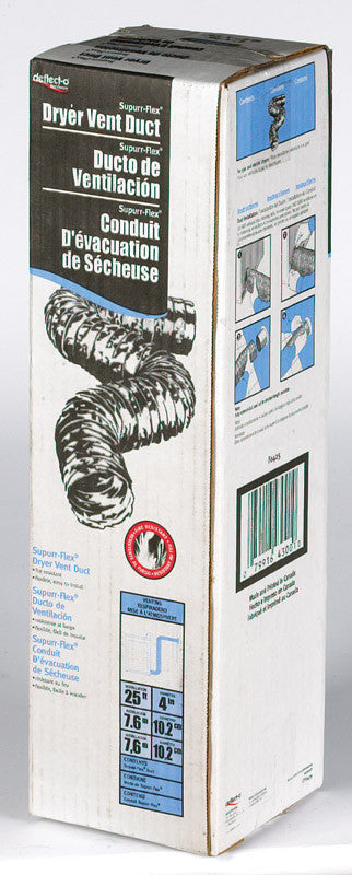 Deflect-O Supurr-Flex 300 in. L x 4 in. Dia. Silver Aluminum Dryer Transition Duct