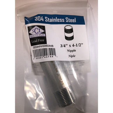 Smith-Cooper 3/4 in. MPT x 4-1/2 in. L Stainless Steel Nipple