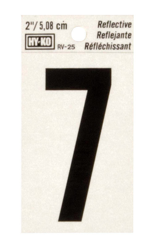 Hy-Ko 2 in. Reflective Black Vinyl Self-Adhesive Number 7 1 pc.