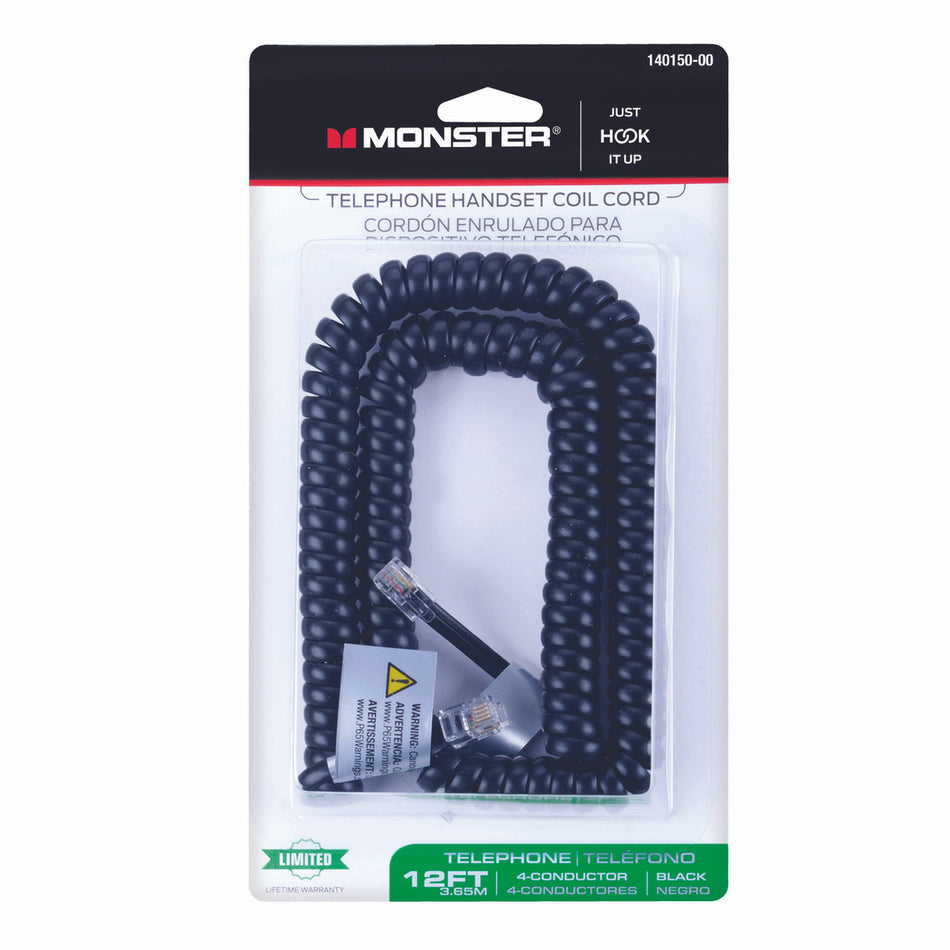 CORD HANDSET 12 FOOT BLACK