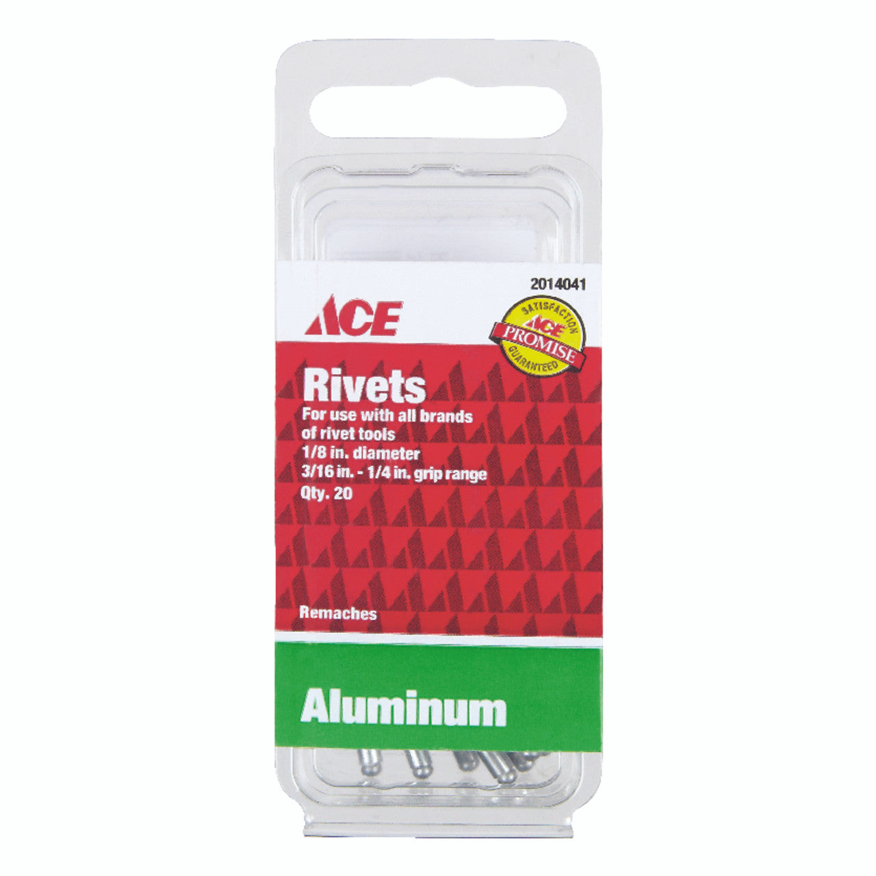 Ace 1/8 in. Dia. x 1/4 in. Aluminum Rivets Silver 20 pk | Miller Industrial
