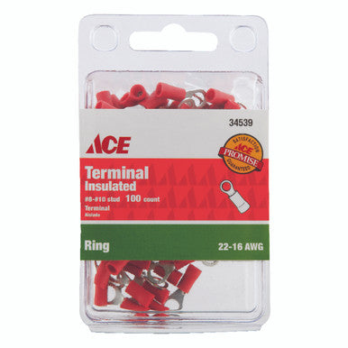 Terminal Ring Insulated 22-16 AWG 8-10 Stud