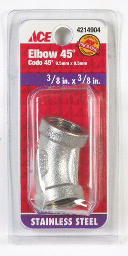 Smith-Cooper 3/8 in. FPT x 3/8 in. Dia. FPT Stainless Steel 45 Degree Elbow