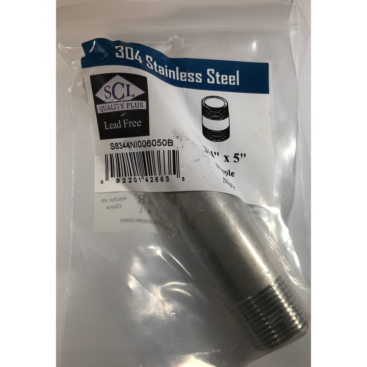 Smith-Cooper 3/4 in. MPT x 5 in. L Stainless Steel Nipple