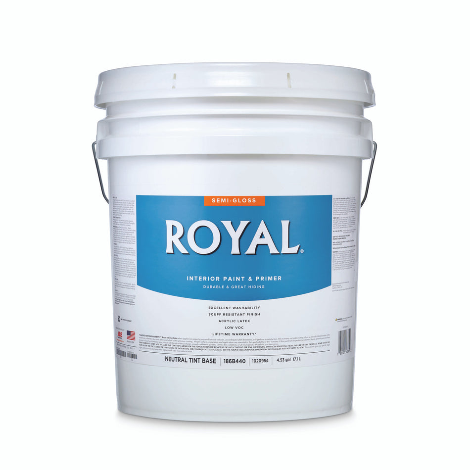 Royal Semi-Gloss Tint Base Neutral Base Acrylic Latex Paint and Primer Indoor 5 gal.