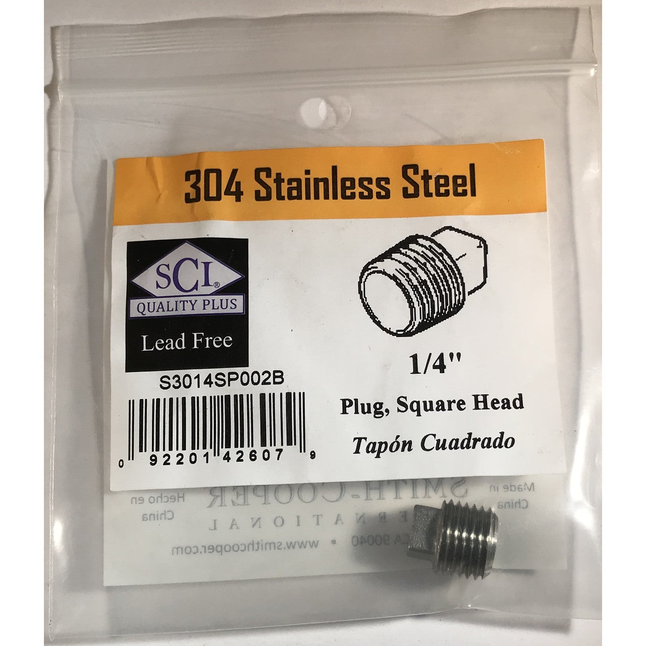 Smith-Cooper stainless steel tee 1/4 NPT threaded industrial