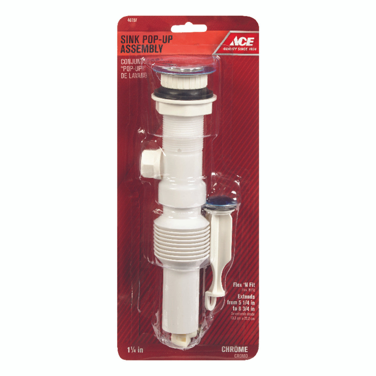 ace 1-1/4 in. dia. polished chrome plastic pop-up drain assembly plumbing drain part