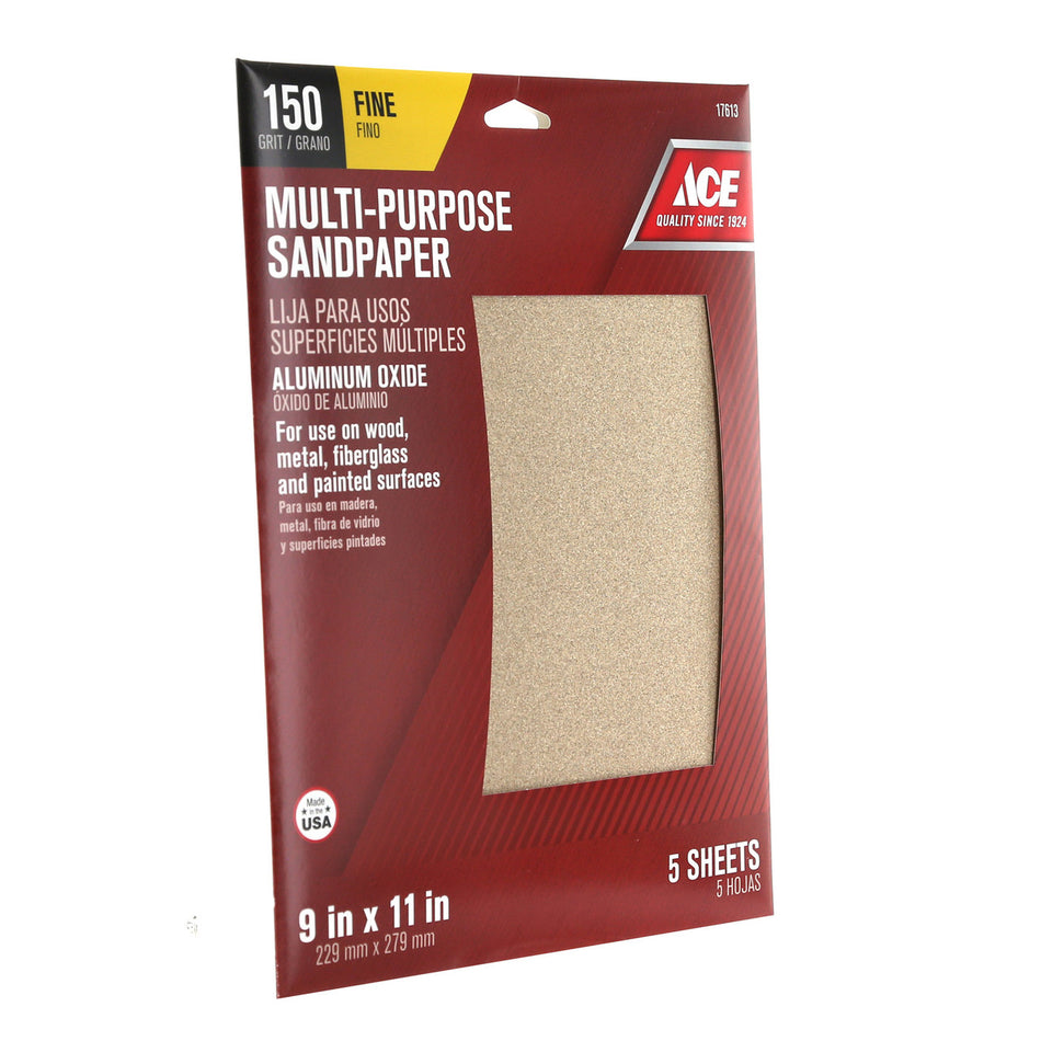 SAND PAPER ALUMINIUM OXIDE 9 X 11 FINE 5 PACK