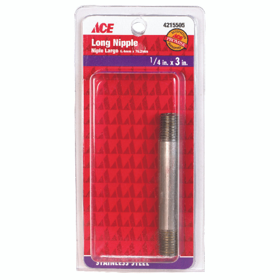 Ace 1/4 in. MPT x 3 in. L Stainless Steel Nipple