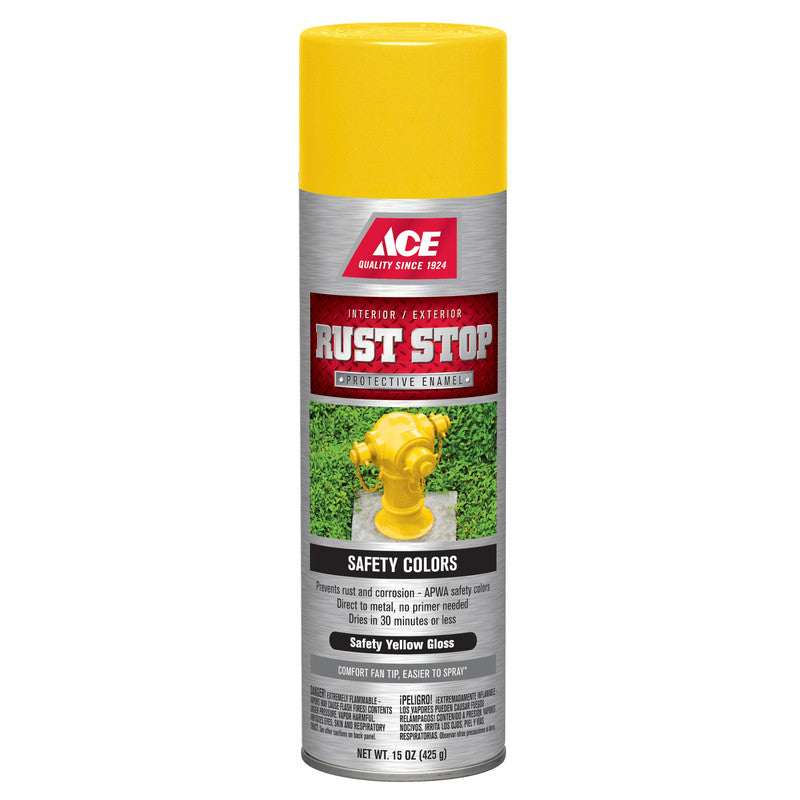 Ace Rust Stop Gloss Safety Yellow Spray Paint 15 ounce