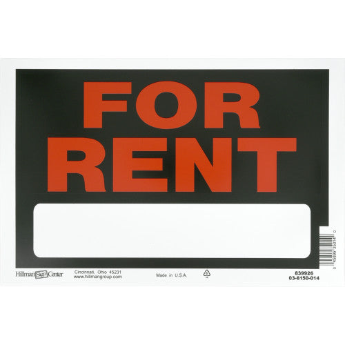 For Rent Sign Black and Red