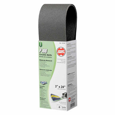 Shopsmith 24 in. L x 3 in. W Ceramic Sanding Belt 100 Grit Medium 4 pc.