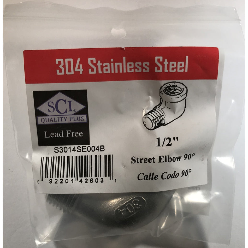 Smith-Cooper stainless steel elbow 1/2 NPT threaded industrial