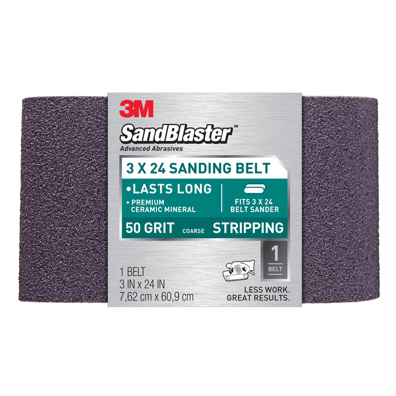 ceramic sanding belt 24 in. x 3 in. 50 grit coarse abrasive sanding