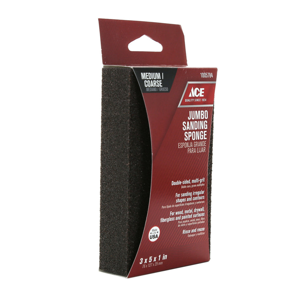 Ace 5 in. L x 3 in. W x 1 in. 60/80 Grit Assorted Extra Large Sanding Sponge