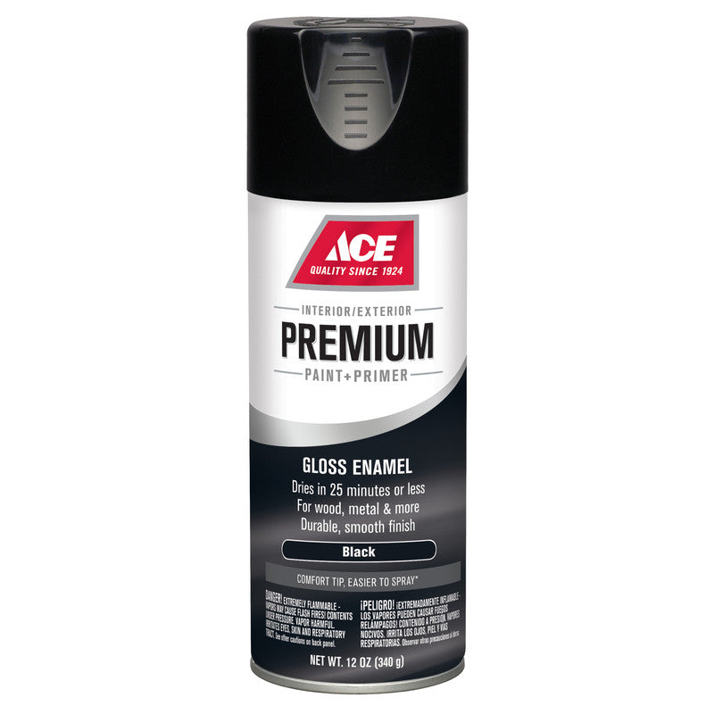 Ace Premium Gloss Black Enamel Spray Paint 12 ounce