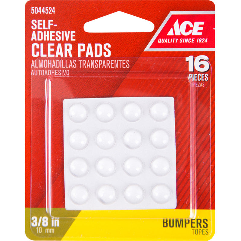 ace vinyl self adhesive protective pads clear round 3/8 in. w 16 pk caster glide floor pad furniture hardware