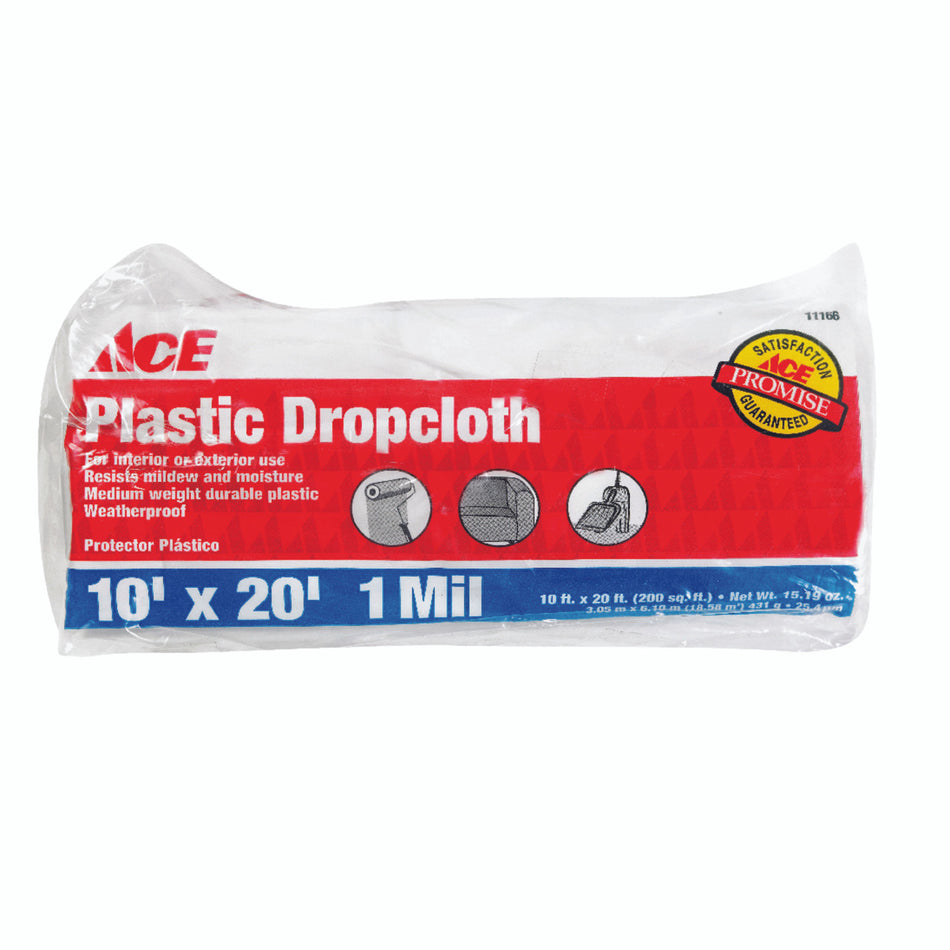 ACE 10 ft. W x 20 ft. L x 1 mil Plastic Drop Cloth 1 pk