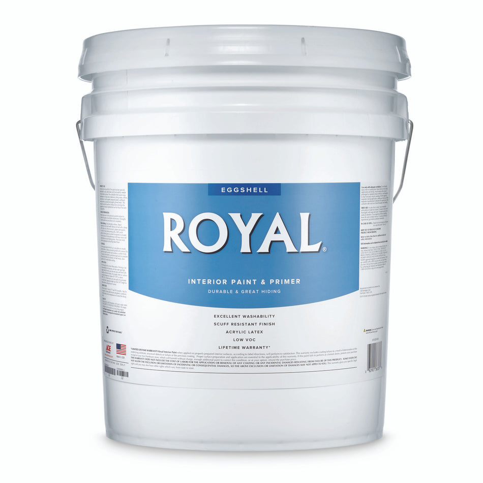 Royal Eggshell High Hiding White Acrylic Latex Paint and Primer Indoor 5 gal.