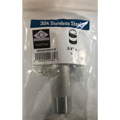 Smith-Cooper 3/4 in. MPT x 4 in. L Stainless Steel Nipple