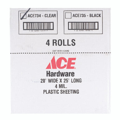 ACE Plastic Sheeting 4 mil x 20 ft. W x 25 ft. L Polyethylene Clear