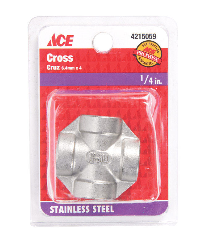 Smith-Cooper 1/4 in. FIP x 1/4 in. Dia. FIP Stainless Steel Cross