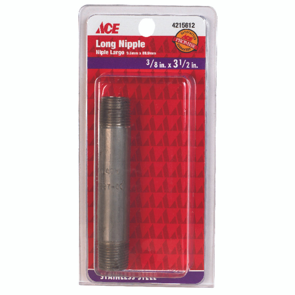 Ace 3/8 in. MIP x 3-1/2 in. L Stainless Steel Nipple