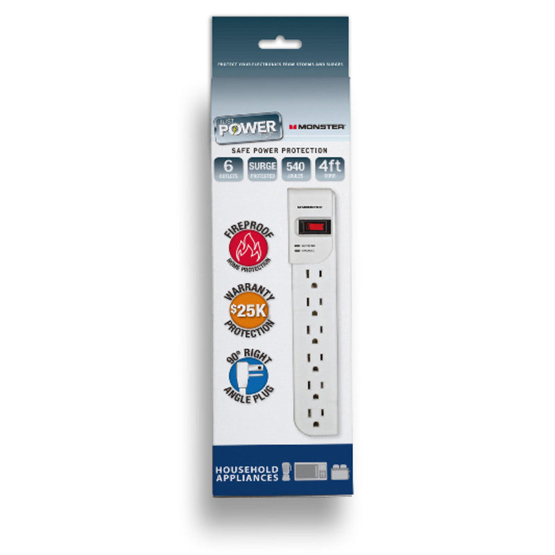 monster 6 outlet surge white   extension cord