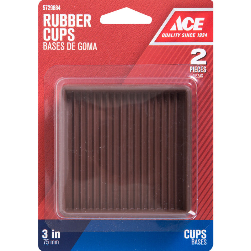 ace rubber caster cup brown square 3 in. w x 3 in. l 2 pk caster glide floor pad furniture hardware