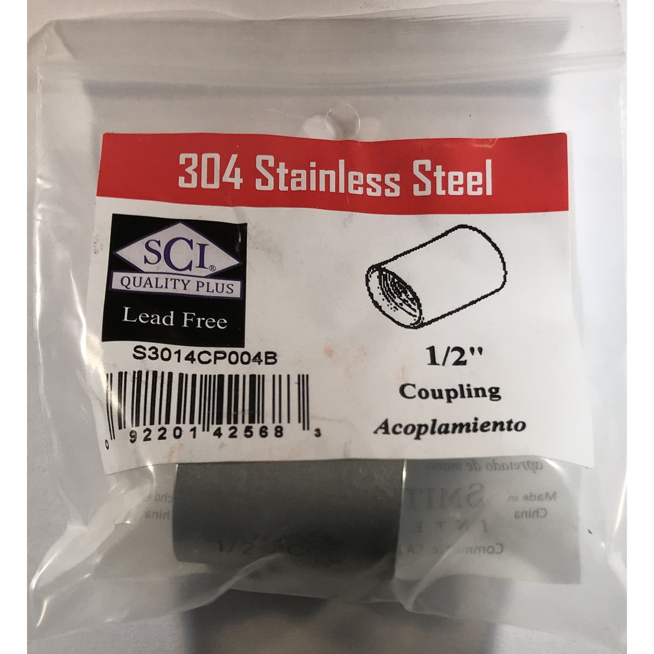 Smith-Cooper stainless steel tee 1/2 NPT threaded industrial