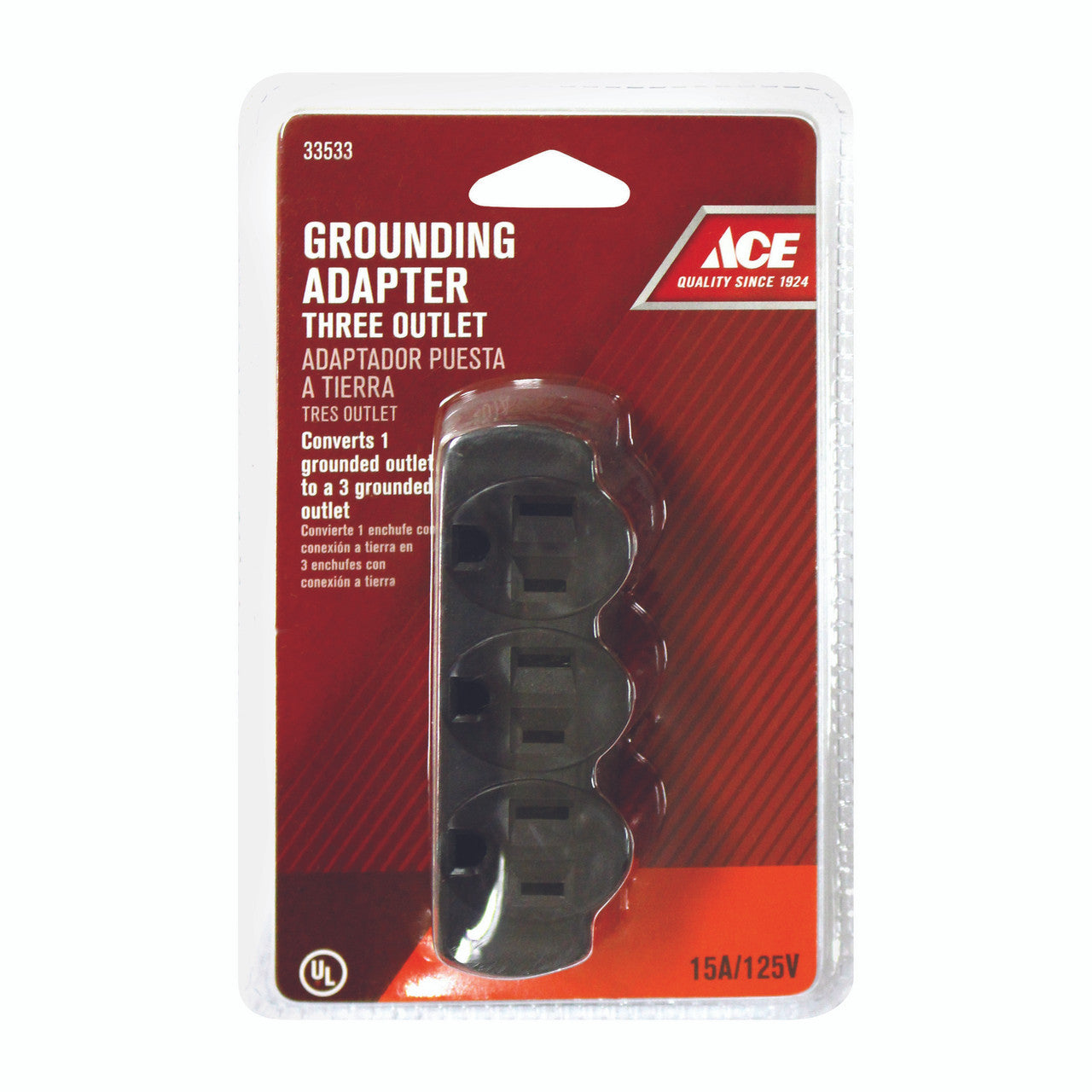 tap triple ground brown 15 amp ace outlet adapter power tap