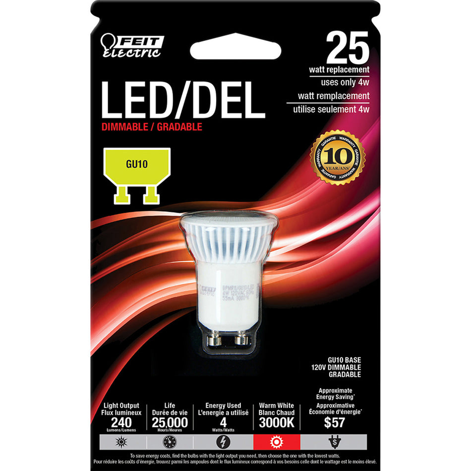 FEIT Electric MR11 GU10 LED Bulb Soft White 25 Watt Equivalence 1 pk