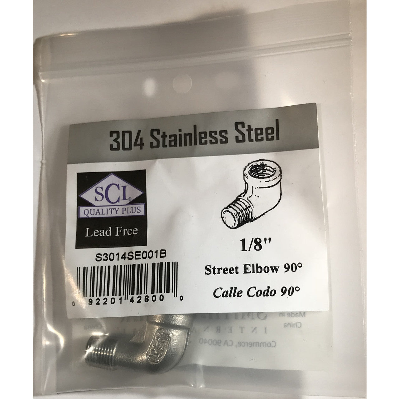 Smith-Cooper stainless steel elbow 1/8 NPT threaded industrial