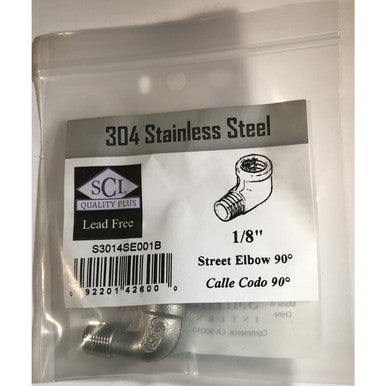 Smith-Cooper 1/8 in. FPT x 1/8 in. Dia. FPT Stainless Steel Street Elbow