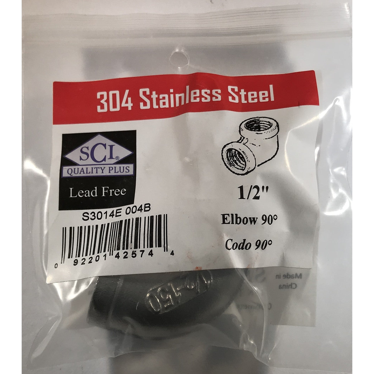 Smith-Cooper stainless steel elbow 1/2 NPT threaded industrial