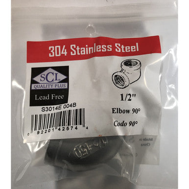 Smith-Cooper 1/2 in. FPT x 1/2 in. Dia. FPT Stainless Steel 90 Degree Elbow