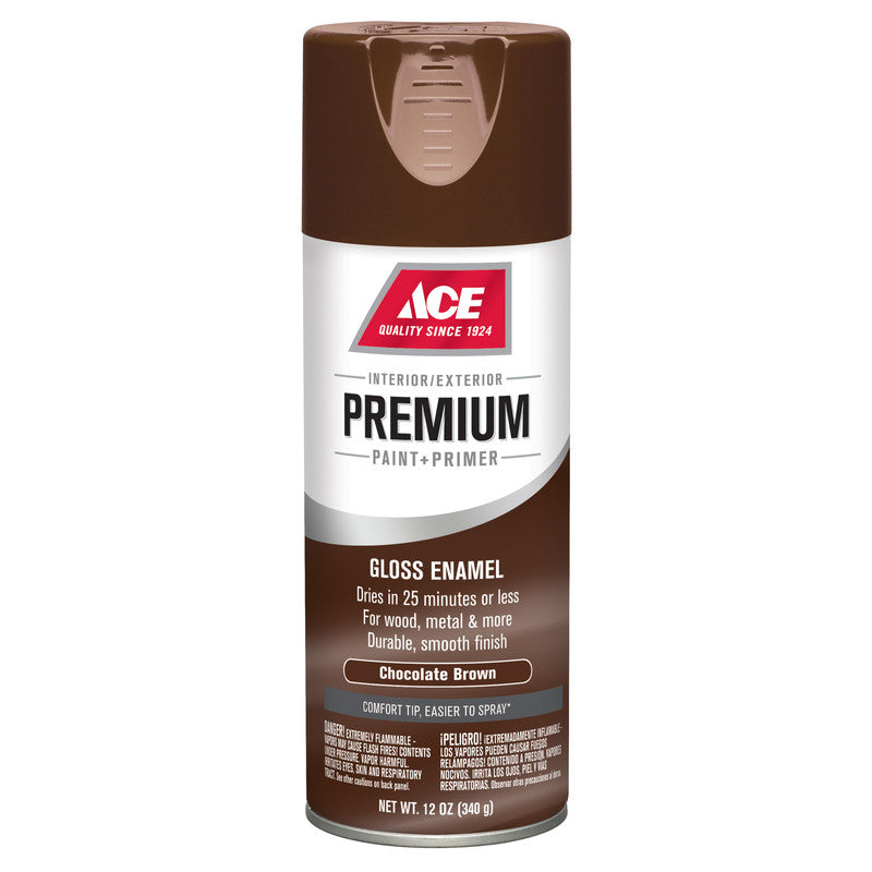 Ace Premium Gloss Chocolate Brown Enamel Spray Paint 12 ounce