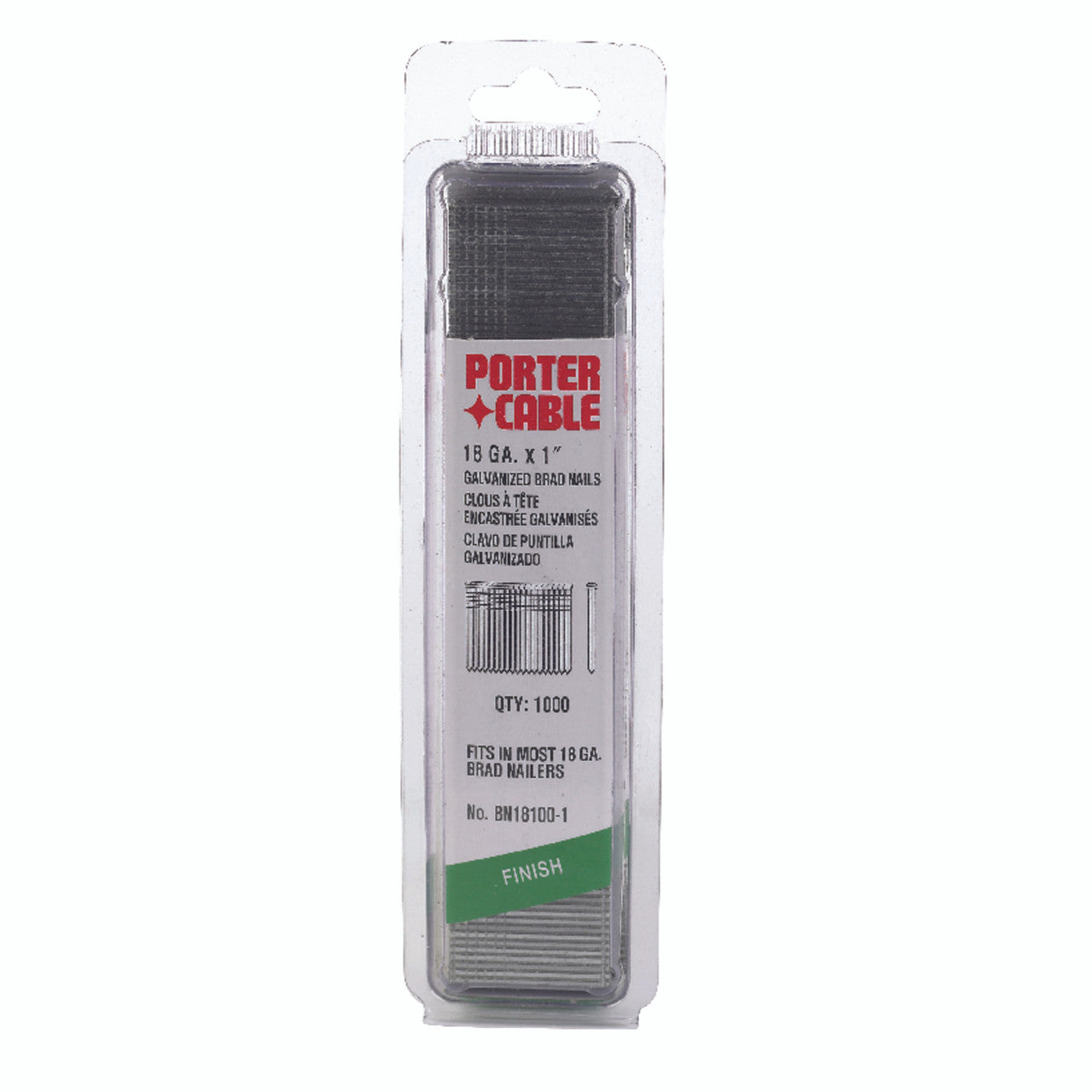 porter cable 1 in. 18 ga. straight strip brad nails smooth shank 1,000 box 18 gauge 1 in. nails fasteners