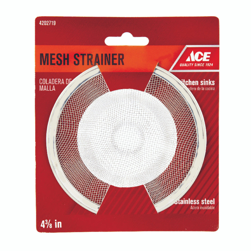 Ace 4-3/8 in. Dia. Chrome Stainless Steel Mesh Strainer