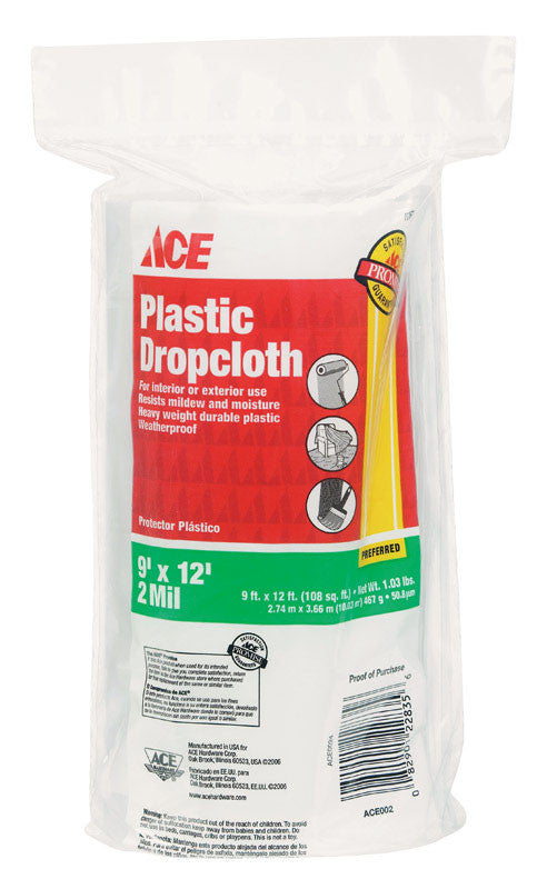 ACE 9 ft. W x 12 ft. L x 2 mil Plastic Drop Cloth 1 pk