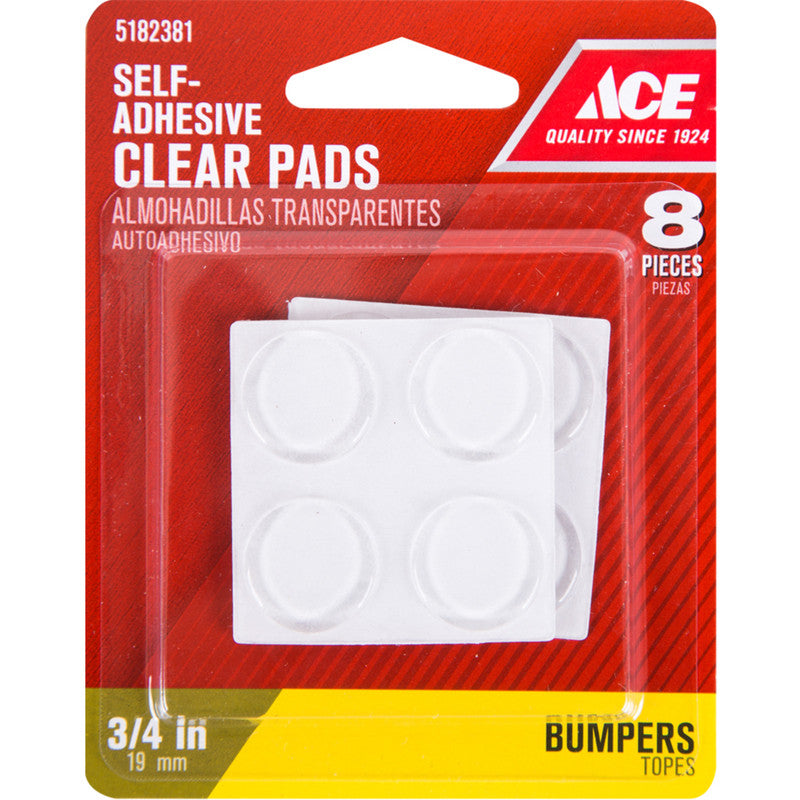 ace vinyl self adhesive protective pads clear round 3/4 in. w 8 pk caster glide floor pad furniture hardware