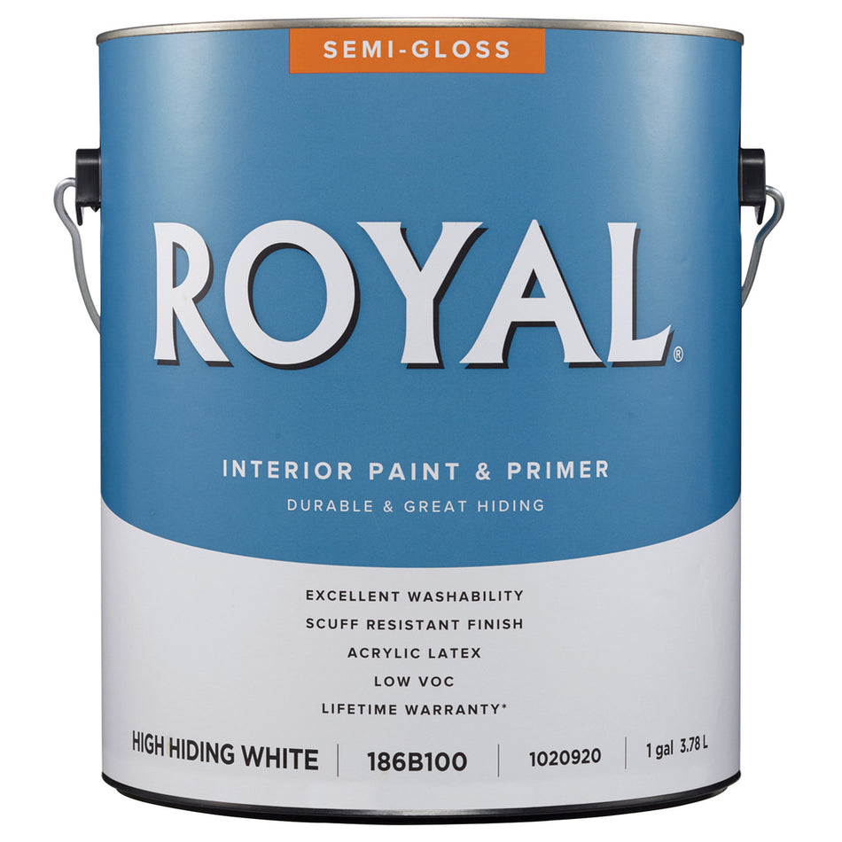 Royal Semi-Gloss High Hiding White Acrylic Latex Paint and Primer Indoor 1 gal.