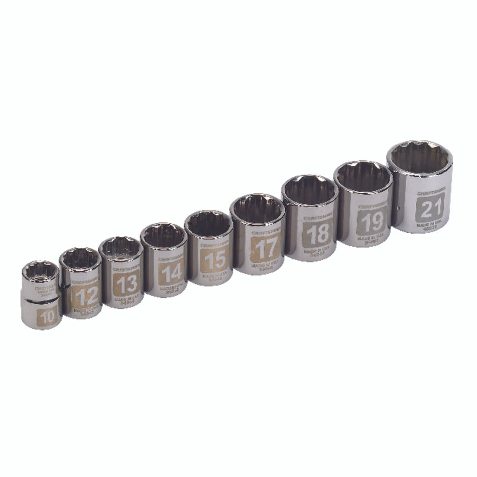 Craftsman 21 mm x 3/8 in. drive Metric 12 Point Standard Socket Set 9 pc.