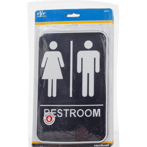 unisex restroom sign with braille (6" x 9") facility sign safety identification