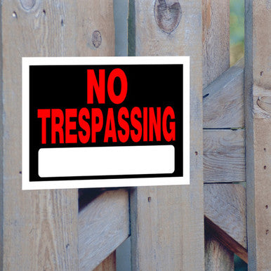 Adhesive No Trespassing Sign (8" x 12")