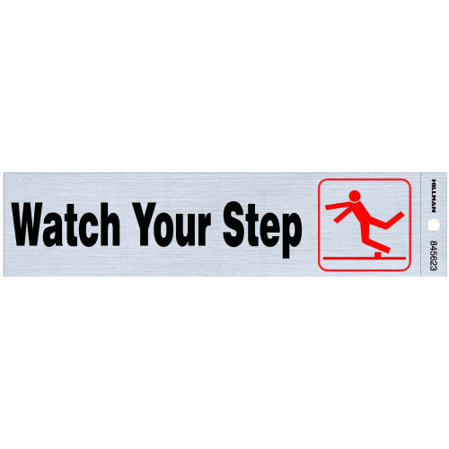 adhesive watch your step sign (2" x 8") facility sign safety identification