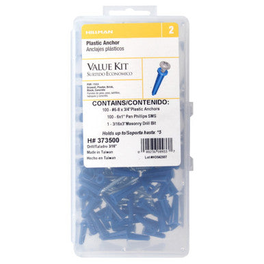 Blue Conical Plastic Anchor Kits #6-8 Pan Phillips