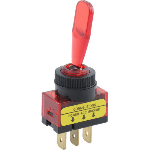 Red Paddle SPST On-Off Lighted Toggle Switch (20 Amp)